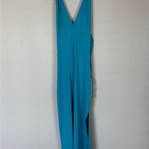 Princess Polly Blue maxi halter dress with open back